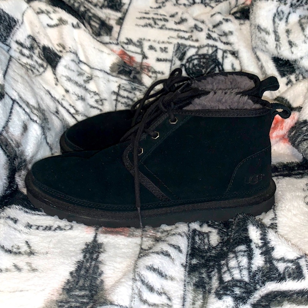 BLACK GHILLIE UGG ANKLE BOOTS SZ 7 UK 6